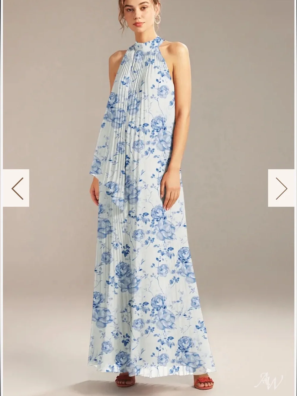 New AW Bridal Louise  Blue Botanical Floral Pleated Gown 6 - Picture 3 of 9